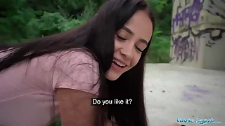 Public Agent Nineteen yr ancient Virginal fucked in the rain by a phat salami